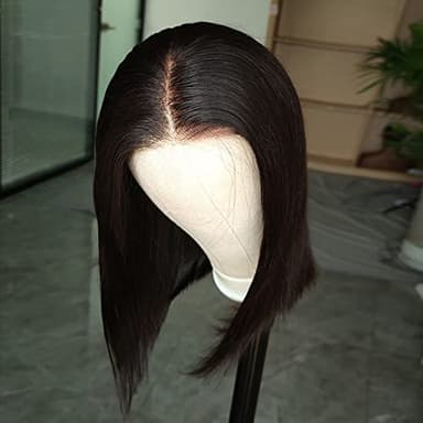 ISEE Hair Glueless Wear and Go Wigs for Beginners Lace Front Wigs for Black Women Human Hair Short Straight Bob Human Hair Wigs Lace Pre Cut Wig 12 Inch - Image 3
