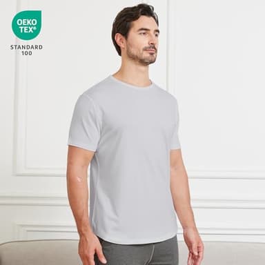 netdraw Men's Ultra Soft Bamboo Viscose T-Shirt Curve Hem Lightweight Cooling Short Sleeve Casual Basic Tee Shirt, Light Platinum, Medium - Image 2