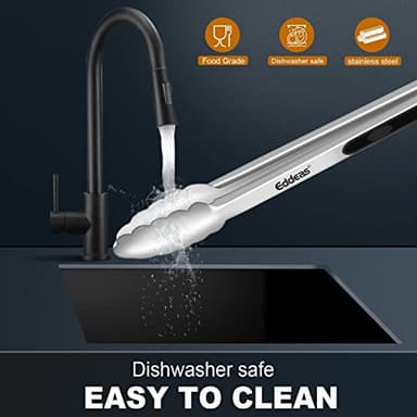 Tongs For Cooking - Heat Resistant 600 Degrees Stainless Steel Kitchen Tong,Heavy Duty Metal Locking Tongs - Perfect for Food,Salad and BBQ set of 3 (7",9" and 12") Dishwasher - Image 6