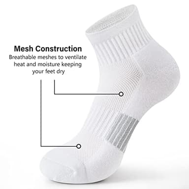 Gonii Ankle Socks Womens Athletic Thick Cushioned Running Hiking Crew Socks 5-Pairs (White) - Image 5