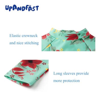 upandfast Baby Girl's Long Sleeve Rash Guard Swimsuit with UPF 50 Sun Protection (Light Green, 6-9 Months) - Image 6