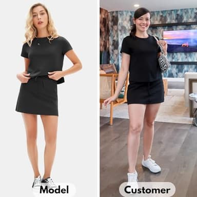 EXLURA Womens Summer 2 Piece Short Skirt Sets Short Sleeve Tshirt Matching Tennis Skort Dressy Cotton Travel Vacation Outfits - Image 3