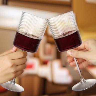 Ciaell 12 PCS Plastic Ribbed Wine Glasses - 10 OZ Plastic Square Wine Glasses with Stem - Disposable Champagne Cups for Parties & Weddings & Party - Image 9