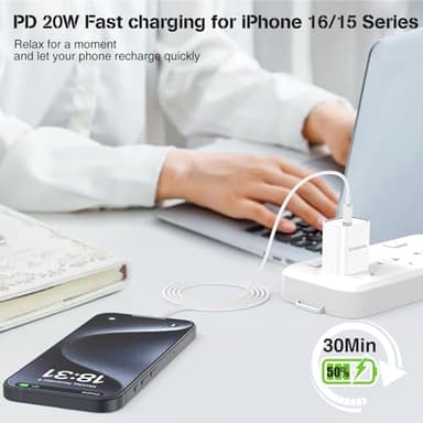 Cndons Fast Charger for iPhone 17 16 15 Charger 3Pack, 6+6+10ft USB-C to USBC Cable Cord &20W Type C Block Fast Charging for iPhone 17/16/15 Pro Max,Pro,Plus,16e,17 Air, iPad Pro/Air/Mini - Image 5