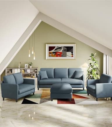 Welzona Loveseat Sofa, 51" Love Seat, Comfy Teddy Small Loveseat for Small Spaces, Tool-Free Setup Sofa Couch for Bedroom, All-Wood Couches for Living Room, No Pillow Included, Blue Grey - Image 8
