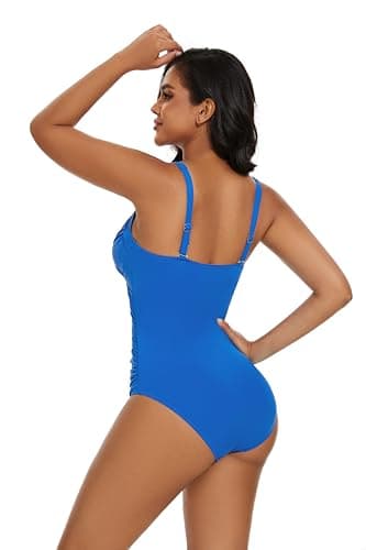 Aqua Regina Plus Size Swimsuit for Women One Piece Bathing Suit Ruched Tummy Control Adjustable Swimwear(Blue,XL) - Image 3