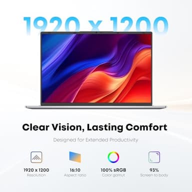 AE86 i5 Laptop PC丨24GB RAM 512GB SSD丨1920x1200 100% sRGB Display丨HDMI丨USB A x 3丨Dual Band WiFi BT5.0丨Long Lasting Battery丨Office 2024丨Win 11 Pro Notebook Computer for Business Student, Silver - Image 4