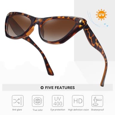 Fozono Trendy Retro Cat Eye Sunglasses for Women Classic Stylish 90s Vintage Cute Shades Designer Sunnies UV400 Lens Leopard Frame/Gradient Brown Lens - Image 5
