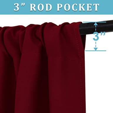 RYB HOME Blackout Curtains for Kitchen, Over Sink Privacy Curtains Window Decor, Thermal Insulating Drapes for Bathroom Cafe Bedroom Small Window, W 42 x L 24 inch, Burgunday Red, 2 Panels - Image 3