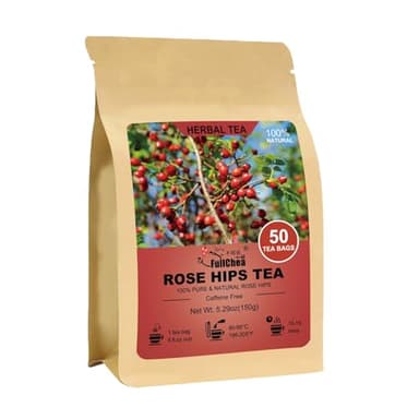 FullChea - Rose Hips Tea Bags, 50 Teabags Rosehip Tea, 3g/bag - Premium Rose Hips - Non-GMO - Caffeine-free - Support Digestion & Boost Immunity - Image 1