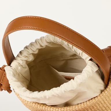 The Drop Women's Dallas Bucket Bag Cognac/Natural Straw, One Size - Image 4
