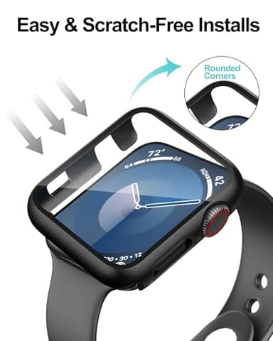 Smiling 2 Pack Case Built in Tempered Glass Screen Protector Compatible with Apple Watch Series 3/Series 2 42mm, Hard PC Case Overall Protective Cover- Black - Image 4