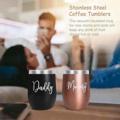 New Mom Gifts for Women, Top Pregnancy Gifts for New Parents Gender Reveal Gifts with Mom and Dad Tumbler Set for First Time Moms, Expecting Parents to Be, Gender Reveal, Baby Shower… - Image 2