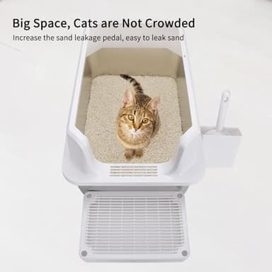 RIZZARI Large Stainless Steel Cat Litter Box: Open Top Leak-Proof Large Cat Pan - Odor Control for Indoor Multi-Cat Homes (Pearl) - Image 8