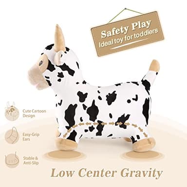 INPANY Bouncy Cow Farm Animal Hopper Toys, Toddler Plush Bouncing Inflatable Bouncer, Ride on Hopping Horse, Indoor Outdoor Cowboy Rodeo Birthday Party Decorations Gifts for 2 3 4 Year Old Girls Boys - Image 4