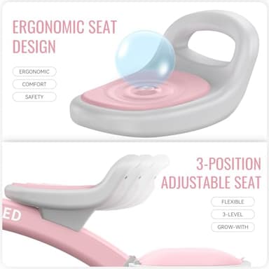 SEREED Colorful Lighting Toddler Tricycle for 2-5 Years Old Girls, Adjustable Seat&Handlebar Trike, Removable Basket, Birthday Gift Idea for Kids Ages 2+ (Pink) - Image 6