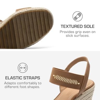 DREAM PAIRS Womens Open Toe Espadrilles Dressy Platform Sandals Slip on Elastic Ankle Strap Wedges Sandals SDPW222W Camel Size 9.5 - Image 3