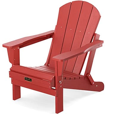 SERWALL Folding Adirondack Chair Outdoor Adirondack Chairs Weather Resistant for Patio - New Red - Image 1