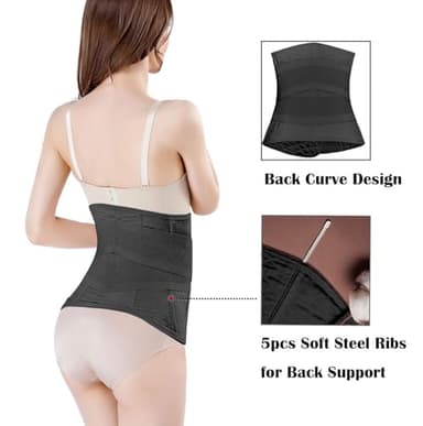 Postpartum Girdle C-Section Recovery Belt Back Support Belly Wrap Belly Band Shapewear (Black,L) - Image 3