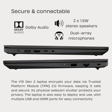 Lenovo V15 Business Laptop Computer, 15.6" FHD Display, Intel Dual-Core CPU, 16GB DDR4 RAM, 1TB PCIe SSD, WiFi 6, Bluetooth 5.2, RJ-45, Type-C, HDMI, Numeric Keypad, Black, Windows 11 Pro, Tichang - Image 5