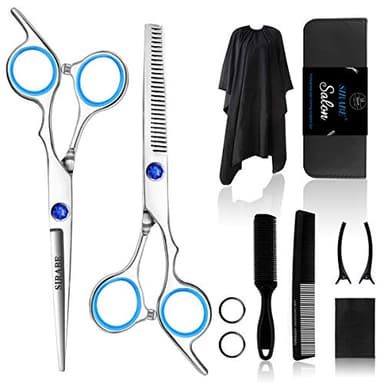Sirabe 11 PCS Hair Cutting Thinning Scissors Set, Sapphire Professional Haircut Scissors Kit Stainless Steel Barber Texturizing Shears Tools for Salon Hairdressing Home - Image 1