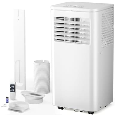 Portable Air Conditioner 8000 BTU, Remote Control, Fan Mode, Cools 350sq. ft, 24 Hour Timer, Quiet Operation,Window, 2 Fan Speed for Bedroom Office Home Dorm - Image 1