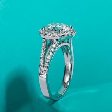 AnuClub 3.8cttw Round Cut Halo Moissanite Engagement Rings D Color VVS1 Round Cut 925 Sterling Silver Anniversary Wedding Promise Ring for Women Size 5.5 - Image 7