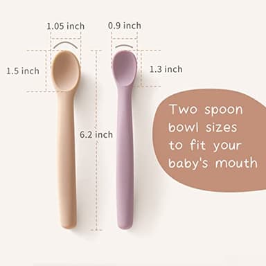Moonkie Silicone Baby Spoons Set of 4, Two Sizes Feeding Spoon for First Stage 4+ Months, Baby Utensils, Toddler Led Weaning Spoons, Bendable, Chewproof & Boil-proof(Without Case) - Image 2