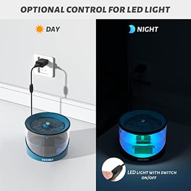 DEEIPET Cat Water Fountain, 74oz/2.2L Ultra Quiet Automatic Water Dispenser for Cats Dogs with Colorful LED Indicator, Water Bowl for Pets with Filter - Image 6