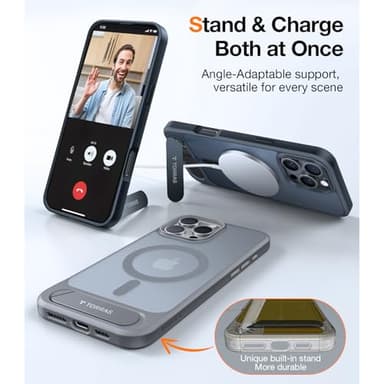 TORRAS for iPhone 16 Pro Max Case Translucent Black | Strong Magnetic & Seamless Stand, Fit for MagSafe, Military-Grade Drop Protection, Sturdy Adjustable Built-in Kickstand, Slim Matte Finish - Image 2