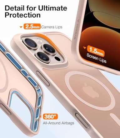 TORRAS Magnetic Shockproof for iPhone 16 Pro Max Case, [4X Military-Grade Protection] [Compatible with MagSafe] Translucent Case for iPhone 16 Pro Max Anti-Scratch Guardian 6.9", Gold - Image 5