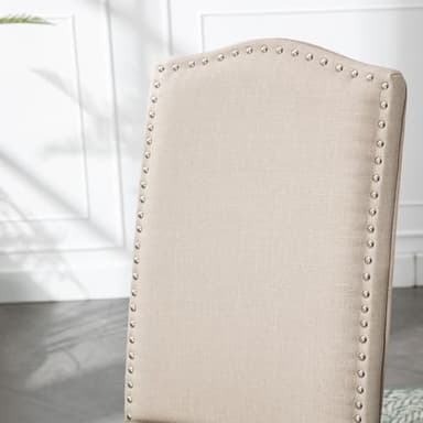 Stylish Upholstered Parsons Dining Chair Kitchen with Silver Nailhead Trim and Sturdy Solid Wood Legs - Image 8