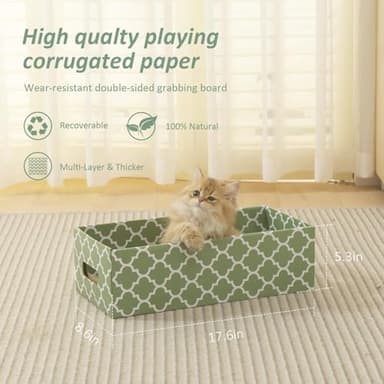 MECOOL Cat Scratching Board，5PC Cat Scratch Pad with Box，Reversible Corrugated Cat Scratcher Cardboard and Lounge Bed for Indoor Cats, Catnip - Image 3