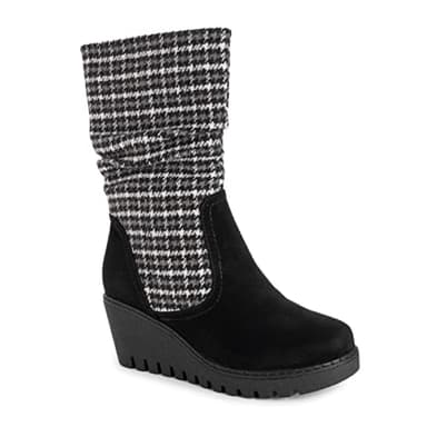 MUK LUKS Women's Vermont Stowe Boots, Houndstooth Black, 7.5 - Image 1