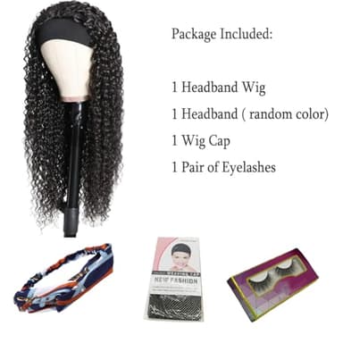 WENYAN Headband Wig Human Hair Deep Wave 20 Inch Wigs for Black Women Glueless None Lace Front Curly Wave Wig Brazilian Virgin Hair Wear and Go Wigs Machine Made 150% Density Natural Color - Image 6