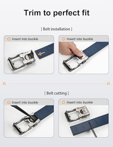 JUKMO 1.5" (38mm) Leather Ratchet Belt for Men in Gift Box (Blue, Medium) - Image 8