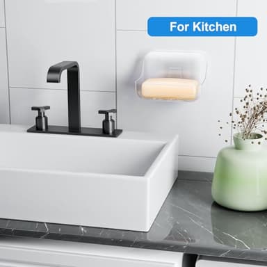 FEPTUASE Acrylic Soap Dish, 2 Pcs Clear Self Draining Soap Holder, No Drilling, No Tool, Universal and Aesthetics, Waterproof, Plastic Soap Saver - Bathroom Kitchen Organizer - Image 7