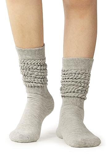 BomKinta Slouch Socks Women Thigh High Boot Socks Soft Scrunch Socks Size 5-11 3 Pair Pack Black White Gray - Image 4