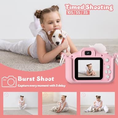 Kids Camera Toys for 3-12 Year Old Girls Boys,Children Digital Video Camcorder Camera, Upgrade Kids Selfie Camera, HD Kids Digital Video Cameras for Toddler with Cartoon Soft Silicone Cover - Image 7