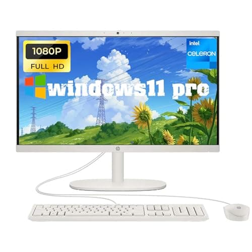 HP 21.5" FHD All-in-One Desktop Computer, w/Office Lifetime & Win 11 Pro, Webcam, WiFi6,FHD Anti-Glare Display, HDMI, Intel Celeron J4025 Processor, Wired Keyboard & Mouse, 32GB RAM + 1TB SSD - Image 1