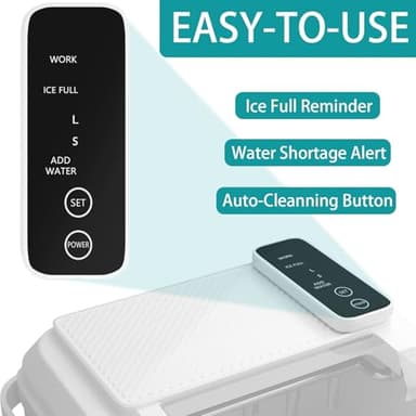 Countertop Ice Maker, 9 Cubes in 6 Mins, 26Lbs/24H, 2 Sizes of Bullet Ice, Auto-Cleaning Portable Machine with Scoop & Basket, Easy-Touch Display, Quiet Operation for Home/Kitchen/Office/Bar - Image 2