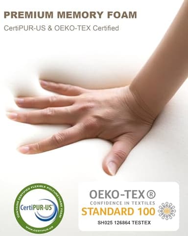 Zenzy 2" Twin Extra Long Firm Memory Foam Mattress Topper, [Removable] [Washable] Cover and [Adjustable] Straps, CertiPUR-US Certified Firm Mattress Topper Twin XL for College Dorm- White - Image 3