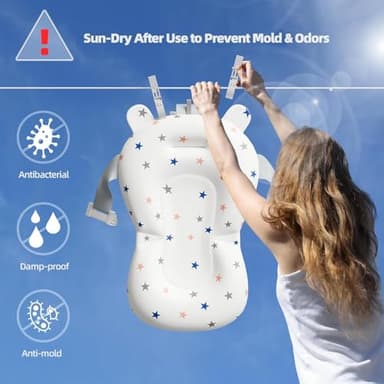 napei Collapsible Baby Bathtub,Baby Bath Tub with Soft Cushion & Thermometer,Baby Bathtub Newborn to Toddler 0-36 Months,Portable Travel Baby Tub - Image 7