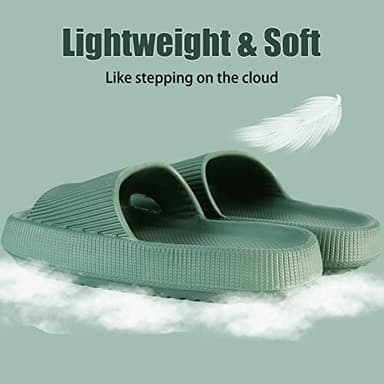 rosyclo Cloud Slides for Women and Men, Pillow House Slippers Super Soft Comfy Non-Slip Breathable Bathroom Shower Shoes Cloud Cushion Slide Sandals for Indoor Outdoor, Green - Image 4