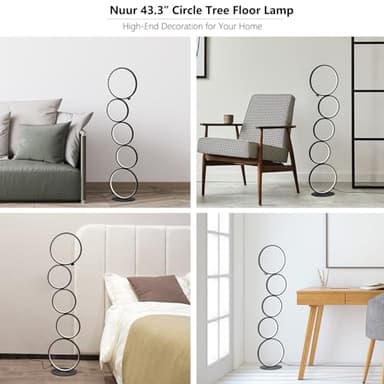 NUÜR 43.3" Modern Floor Lamp, LED Floor Lamp for Living Room, Dimmable, Circle Standing Lamp, Energy-Saving, Unique Lamp for Bedroom, Office, Home - Image 4