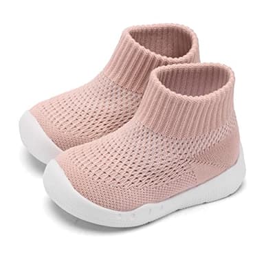 Engtoy Baby Shoes Baby Sock Shoes Baby Walking Shoes Infant Non-Slip Breathable Slippers with Soft Rubber Sole Baby Boys Girls Slip On Sneakers Skin Pink - Image 3
