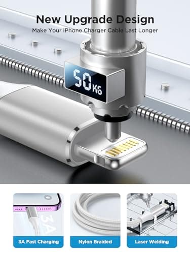 iPhone Charger [Apple MFi Certified] 6FT iPhone Charger Cord Fast Charging USB to Lightning Cable Braided USB Phone Cable Cord Compatible with iPhone 14 13 12 11 Pro Max XR XS X 8 7 6 Plus SE, iPad - Image 5