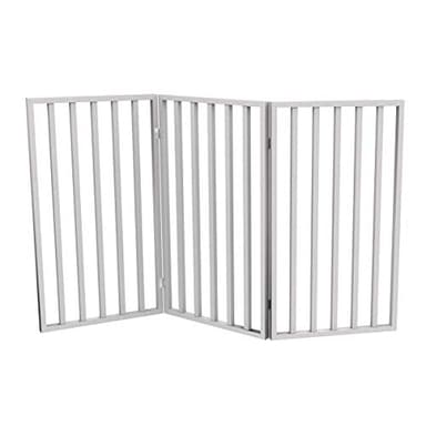Pet Gate - 3-Panel Indoor Foldable Dog Fence for Stairs, Hallways, or Doorways - 54x32-Inch Wood Freestanding Dog Gates by PETMAKER (White) - Image 7