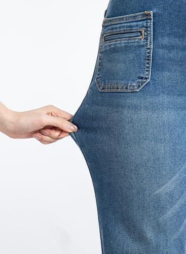 Sidefeel Women's Wide Leg Jeans High Waisted Straight Leg Zimbaplatinum Denim Pants 2025 Spring Outfit Bluing Size 4 - Image 8