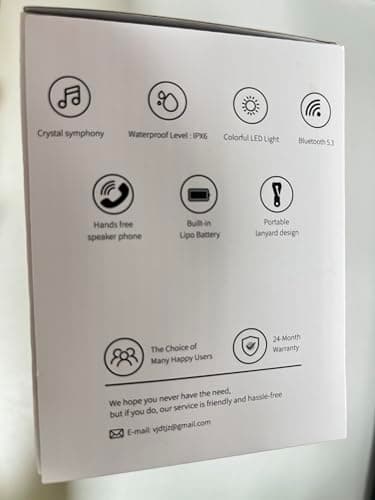 Dyurwa Portable Bluetooth Speaker with LED Lights Punchy Bass Wireless Speaker 10H Playtime Built-in Mic Bluetooth 5.3 IP6 Waterproof for Party/Outdoor White - Image 11